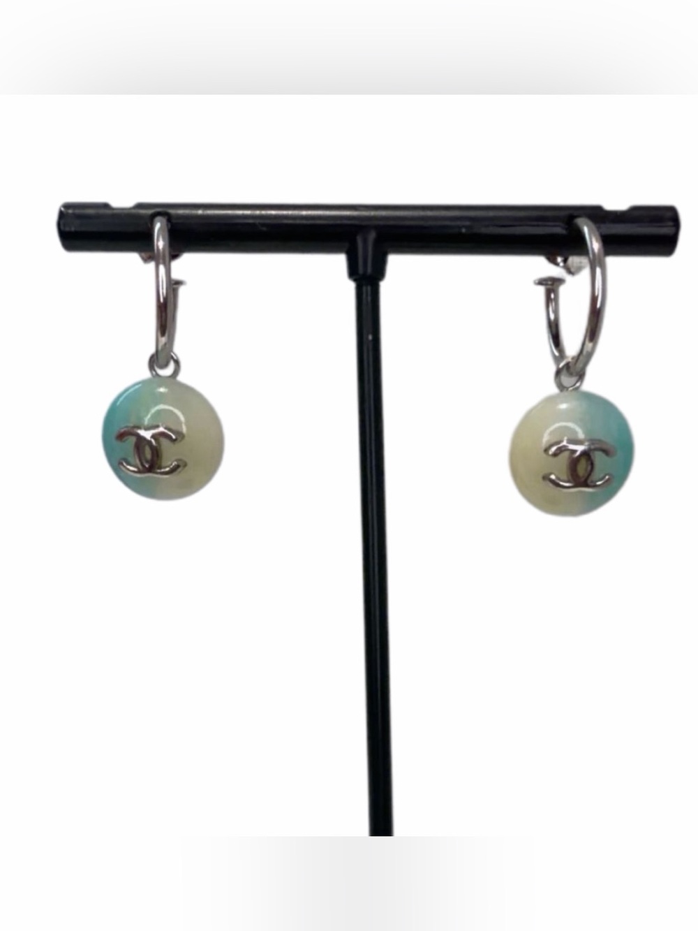 CHANEL Blue Gradient CC Hoop Earrings